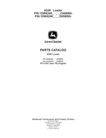PC11251 Catálogo de peças em PDF da pá carregadeira John Deere 624K PIN C/D 658065 (PC11251)