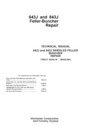 TM2217 Manual técnico de reparo em PDF para colhedora-processadora John Deere 643J e 843J (TM2217)