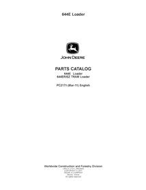 PC2171 John Deere 644E wheel loader pdf parts catalog (PC2171)