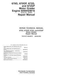 TM12137 John Deere 670G, 670GP , 672G and 672GP SN 634380- grader pdf repair technical manual (TM12137)