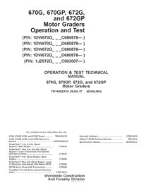 TM14252X19 John Deere 670G, 670GP , 672G and 672GP PIN CD680878-, C003007- grader pdf operation and test technical manual (TM...