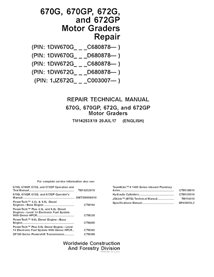 TM14253X19 John Deere 670G, 670GP , 672G and 672GP PIN CD680878-, C003007- grader pdf repair technical manual (TM14253X19)
