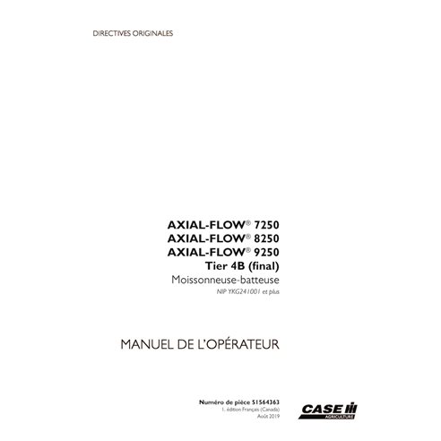 CASE-51564363-OM-FR Case Axial Flow 7250, 8250, 9250 PIN YKG241001 - manual do operador em PDF FR (51564363)