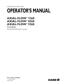 CASE-92158825-OM-EN Case Axial Flow 7260, 8260, 9260 PIN HAJF9N5PCRG258 - manual do operador em PDF (92158825)