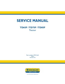 Manual de serviço do trator New Holland TD65F / TD75F / TD85F - New Holland Agricultura manuais - NH-47913163