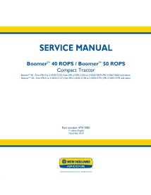 New Holland Boomer 40/ 50 ROPS compact tractor service manual - New Holland Agriculture manuals - NH-47917001