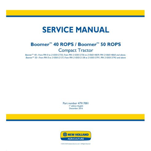 Manual de serviço do trator compacto New Holland Boomer 40/50 ROPS - New Holland Agriculture manuais