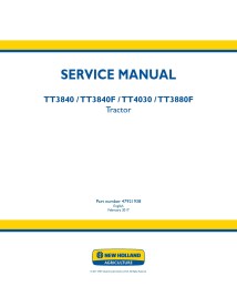 Manuel d'entretien du tracteur New Holland TT3840 / TT3840F / TT4030 / 3880F - Nouvelle-Hollande Agriculture manuels - NH-479...