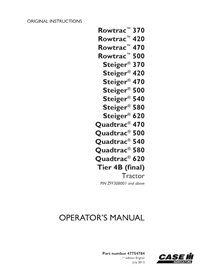 CASE-47754784-OM-EN Manual del operador del tractor Case Rowtrac 370-500, Steiger 370-620, Quadtrac 470-620 PIN ZFF308001 (PD...