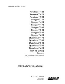 CASE-47739239-OM-EN Manual do operador do trator Case Rowtrac 370-500, Steiger 370-620, Quadtrac 470-620 PIN JEEZ00000FF31400...