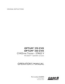 CASE-51449970-OM-EN Case Optum 270 CVX, 300 CVX Stage 5, PIN DBDOP****JD850- tractor pdf operator's manual (51449970)