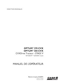 CASE-51449971-OM-FR Manuel d'utilisation PDF du tracteur Case Optum 270 CVX, 300 CVX Stage 5, PIN DBDOP****JD850 (51449971)