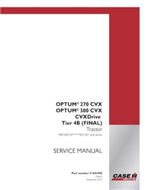 CASE-51643485-SM-EN Manual de serviço em PDF para trator Case Optum 270 CVX, 300 CVX CVXDrive Tier 4B, PIN HACOP******801001 ...