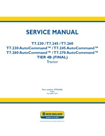 Manual de servicio del tractor New Holland T7.230 / T7.245 / T7.260 / T.270 AutoCommand - Agricultura de Nueva Holanda manual...