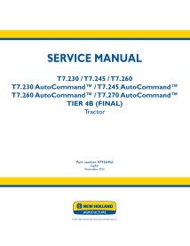 New Holland T7.230 / T7.245 / T7.260 / T.270 AutoCommand tractor service manual - New Holland Agriculture manuals
