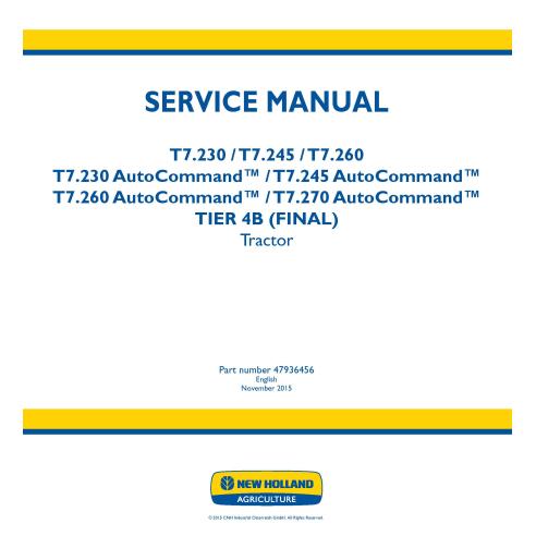 Manual de serviço do trator New Holland T7.230 / T7.245 / T7.260 / T.270 AutoCommand - New Holland Agricultura manuais - NH-4...