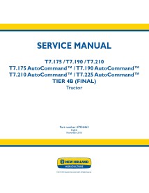 Manuel d'entretien du tracteur New Holland T7.175 / T7.190 / T7.210 / T.225 AutoCommand - Nouvelle-Hollande Agriculture manue...