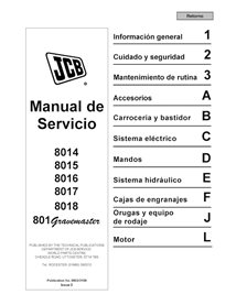 JCB-9803-3108-ES Manual de servicio en PDF de la miniexcavadora Gravemaster JCB 8014, 8015, 8016, 8017, 8018, 801 FR (9803/3108)