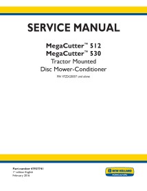 New Holland MegaCutter 512 / 530 tractor mounted disc mower-conditioner service manual - New Holland Agriculture manuals