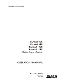 CASE-47604538-OM-EN Manual del operador del tractor Case Farmall 85C, 95C, 105C y 115C (PDF, 47604538)