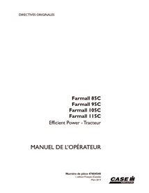 CASE-47604540-OM-FR Manual del operador del tractor Case Farmall 85C, 95C, 105C y 115C (PDF, FR) (47604539)