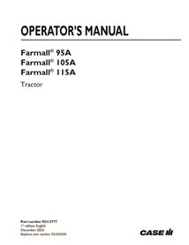 CASE-92313777-OM-EN Manual do operador do trator Case FARMALL 95A, 105A, 115A em PDF (92313777)
