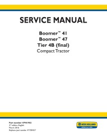 New Holland Boomer 41 / 47 compact tractor service manual - New Holland Agriculture manuals - NH-47941902