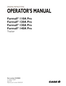 CASE-92290882-OM-EN Manual del operador del tractor Case Farmall 110A-140A Pro (PDF) (92290882)