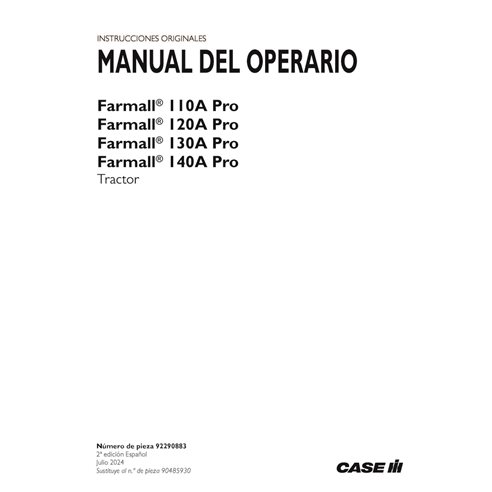 CASE-92290883-OM-ES Case Farmall 110A-140A Pro tractor pdf operator's manual ES (92290883)
