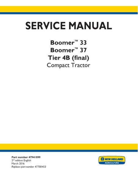 Manual de servicio del tractor compacto New Holland Boomer 33/37 - Agricultura de Nueva Holanda manuales - NH-47941899