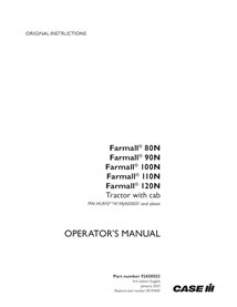 CASE-92658503-OM-EN Manual do operador do trator Case Farmall 80N-120N PIN HLRF0**N*MJ400001 em PDF (92658503)