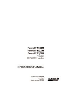 CASE-91775870-OM-EN Manual do operador do trator Case 55JXM, 65JXM, 75JXM em PDF (91775870)