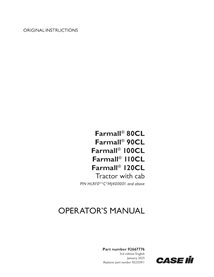 CASE-92667776-OM-EN Manual del operador del tractor Case Farmall 80CL, 90CLm, 100CL, 110CL, 120CL (PDF) (92667776)