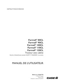 CASE-92667778-OM-FR Manual del operador del tractor Case Farmall 80CL, 90CLm, 100CL, 110CL, 120CL (PDF) FR (92667778)