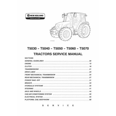 Manual de servicio del tractor New Holland T5030 / T5040 / T5050 / T5060 / T5070 - Agricultura de New Holland manuales