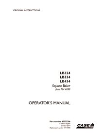 CASE-47772786-OM-EN Manual do operador da enfardadeira Case LB324, LB334, LB434 PIN 4099 (47772786)