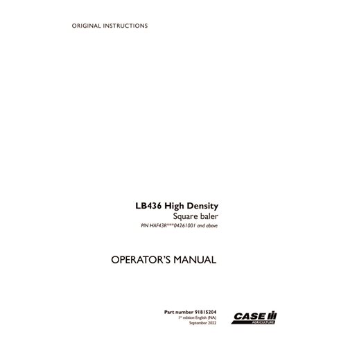 CASE-91815204-OM-EN Manual del operador de la empacadora Case LB436 HD (PDF) (91815204)