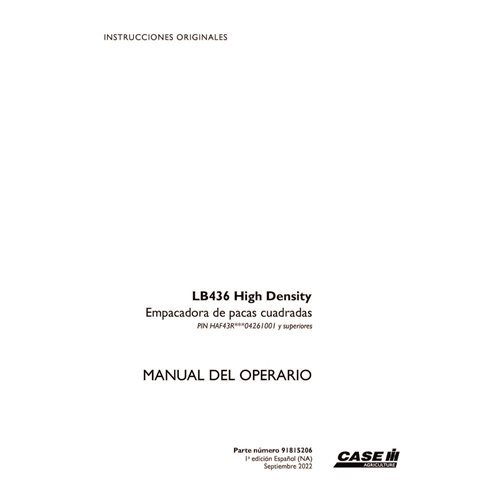 CASE-91815206-OM-ES Manual do operador da enfardadeira Case LB436 HD em PDF ES (91815206)