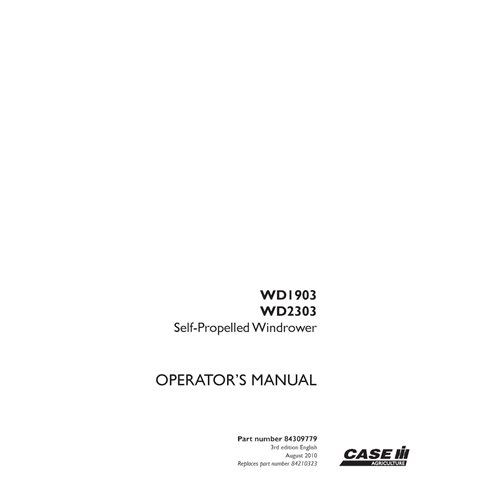 CASE-84309779-OM-EN Manuel d'utilisation PDF de l'andaineur Case WD1903, WD2303 (84309779)