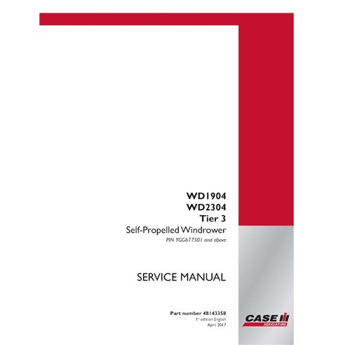 CASE-48143358-SM-EN Manual de servicio en PDF para segadoras hileradoras Case WD1904, WD2304 PIN YGG677501 (48143358)