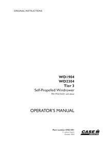 CASE-47821091-OM-EN Manual del operador de la segadora hileradora Case WD1904, WD2304 PIN YFG676501 (PDF, 47904538)