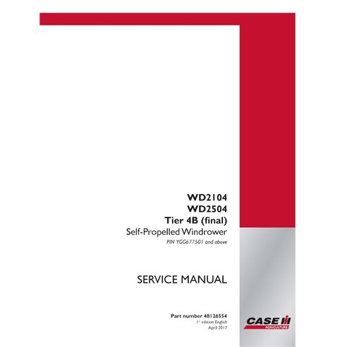 CASE-48126554-SM-EN Manuel d'entretien PDF de l'andaineuse Case WD2104, WD2504 PIN YGG677501 (48126554)