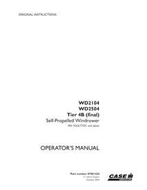 CASE-47981424-OM-EN Manuel d'utilisation de l'andaineuse Case WD2104, WD2504 PIN YGG677501 (47981424)