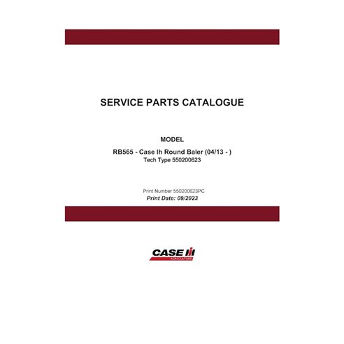 CASE-550200623PC-EN Catalogue de pièces détachées pour presse à balles Case RB455 (pdf) (550200623PC)
