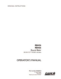 CASE-92046910-OM-EN Manual del operador de la empacadora Case RB456, RB466 PIN 7452001 (PDF, 92046910)
