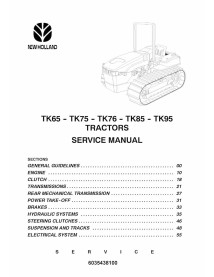 Manual de servicio del tractor New Holland TK65 / TK75 / TK76 / TK85 / TK95 - Agricultura de Nueva Holanda manuales - NH-6035...