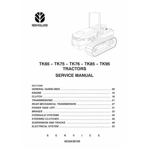 Manual de serviço do trator New Holland TK65 / TK75 / TK76 / TK85 / TK95 - New Holland Agricultura manuais - NH-6035438100