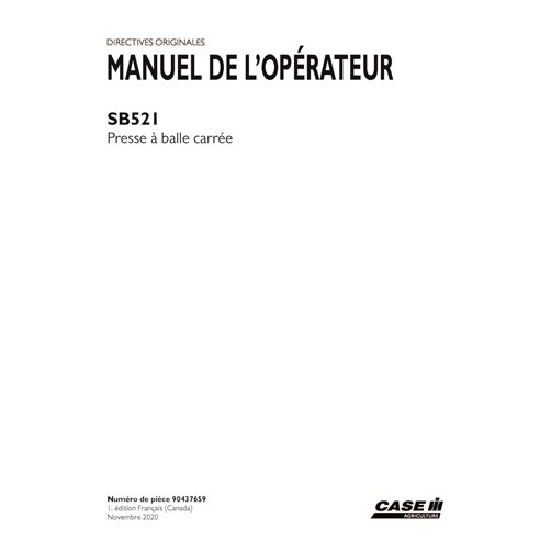 CASE-90437659-OM-FR Case SB521 baler pdf operator's manual FR (90437659)