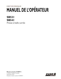 CASE-91898915-OM-FR Case SB531, SB541 baler pdf operator's manual FR (91898915)