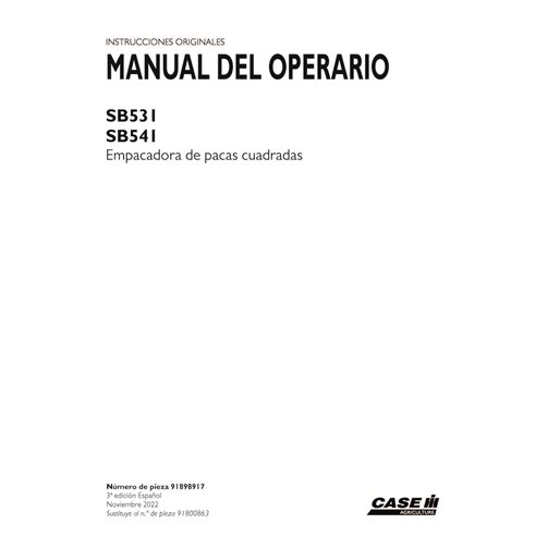 CASE-91898917-OM-ES Manual do operador da enfardadeira Case SB531, SB541 em PDF ES (91898917)
